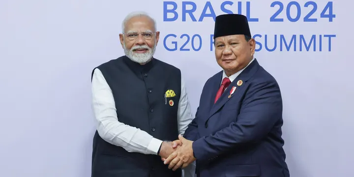 Prabowo dan PM India Modi Bahas Kerja Sama Kesehatan dan Pendidikan di KTT G20 Brasil